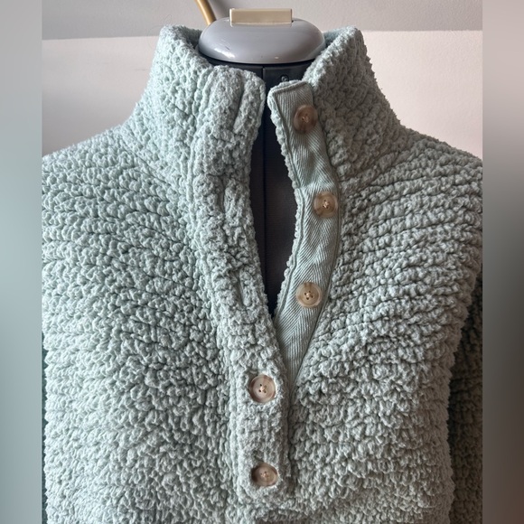 Aerie Cozy Mint Green Sherpa Pullover - Picture 2 of 4